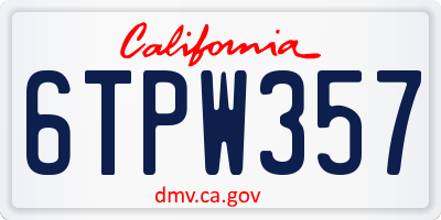 CA license plate 6TPW357