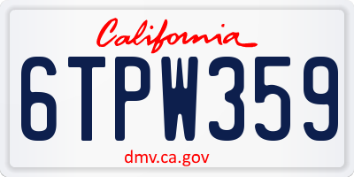 CA license plate 6TPW359