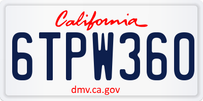 CA license plate 6TPW360