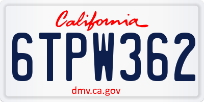 CA license plate 6TPW362