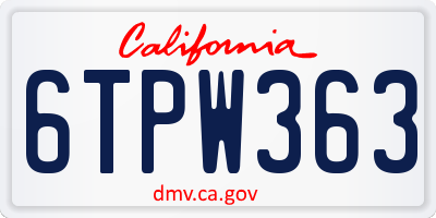 CA license plate 6TPW363