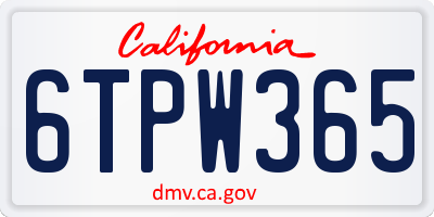 CA license plate 6TPW365