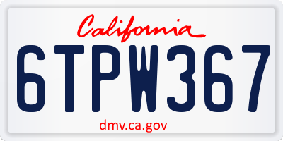 CA license plate 6TPW367