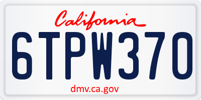 CA license plate 6TPW370