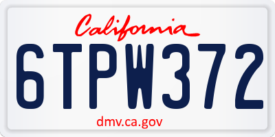 CA license plate 6TPW372