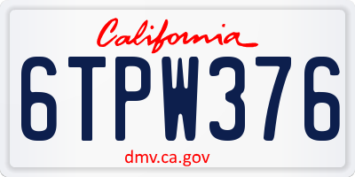 CA license plate 6TPW376