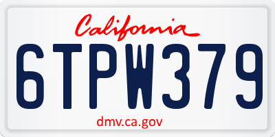 CA license plate 6TPW379