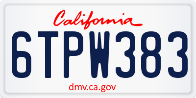 CA license plate 6TPW383