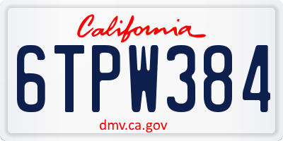 CA license plate 6TPW384