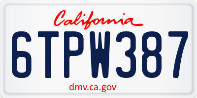 CA license plate 6TPW387