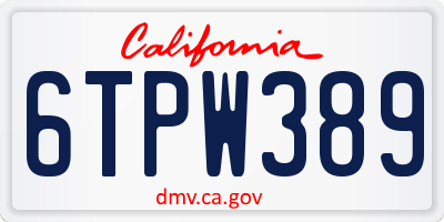 CA license plate 6TPW389