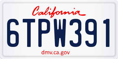 CA license plate 6TPW391