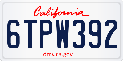 CA license plate 6TPW392