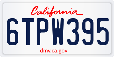 CA license plate 6TPW395