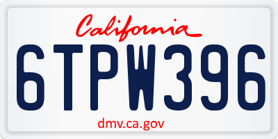 CA license plate 6TPW396