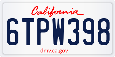 CA license plate 6TPW398