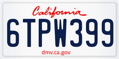 CA license plate 6TPW399