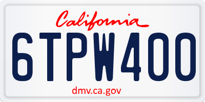 CA license plate 6TPW400