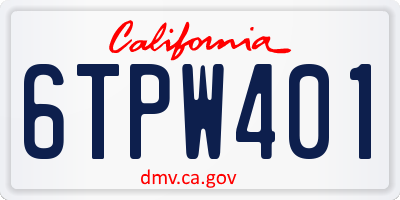 CA license plate 6TPW401