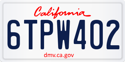 CA license plate 6TPW402