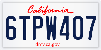 CA license plate 6TPW407