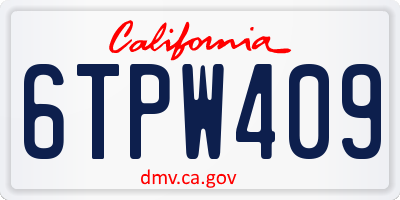 CA license plate 6TPW409