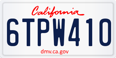 CA license plate 6TPW410