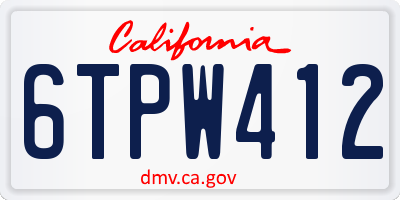 CA license plate 6TPW412