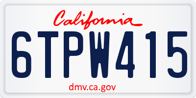 CA license plate 6TPW415