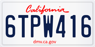 CA license plate 6TPW416