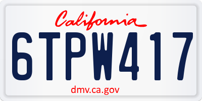CA license plate 6TPW417