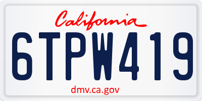 CA license plate 6TPW419