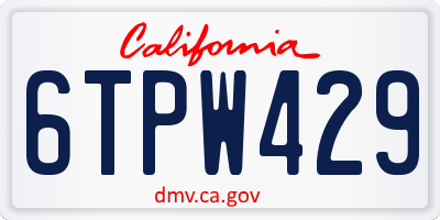 CA license plate 6TPW429