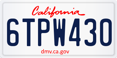 CA license plate 6TPW430