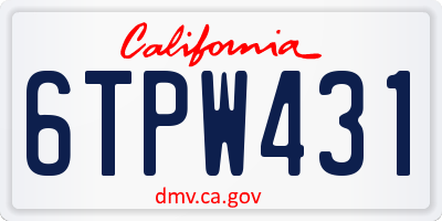 CA license plate 6TPW431