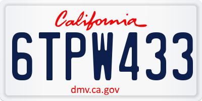 CA license plate 6TPW433