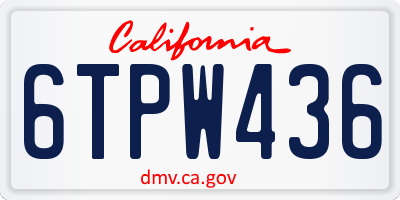 CA license plate 6TPW436