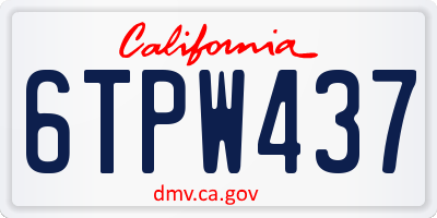 CA license plate 6TPW437