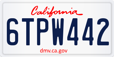 CA license plate 6TPW442