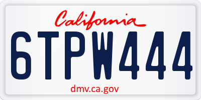 CA license plate 6TPW444