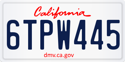 CA license plate 6TPW445