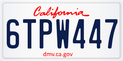 CA license plate 6TPW447