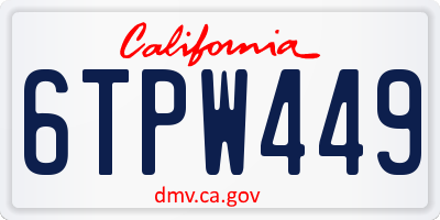 CA license plate 6TPW449