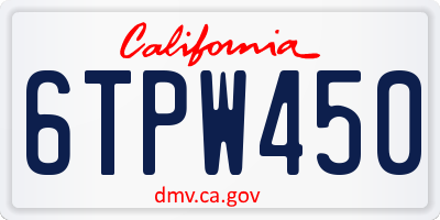 CA license plate 6TPW450