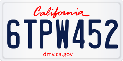 CA license plate 6TPW452