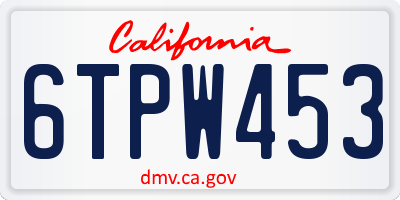 CA license plate 6TPW453