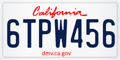 CA license plate 6TPW456