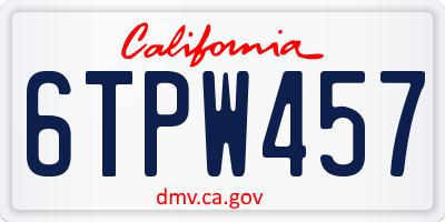 CA license plate 6TPW457