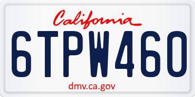 CA license plate 6TPW460