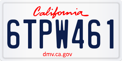 CA license plate 6TPW461